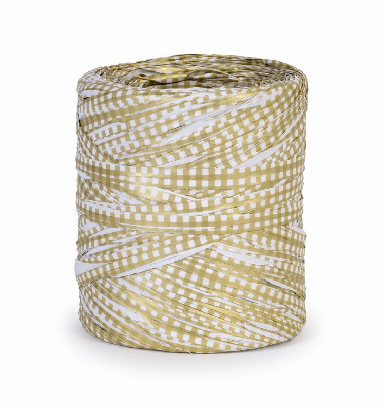 Picture of POLY RAPHIA CREAM/GOLD GINGHAM